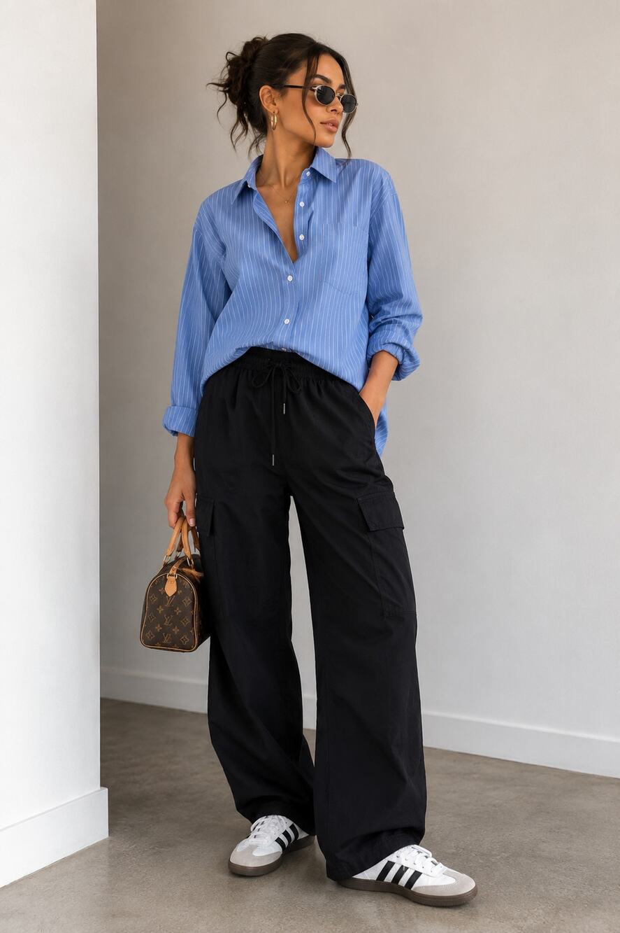 Scoop Black Wide Leg Cargo Pants Elastic Waist 12-14